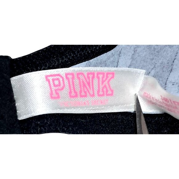 Victorias Secret Pink Black Logo Push-Up Bra Size 34D With Adjustable Straps - Picture 2 of 11